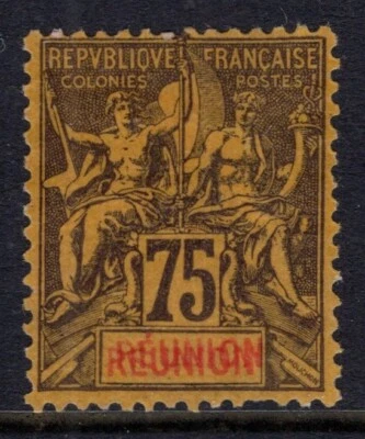 REUNION / FRENCH COLONY / Y&T # 43a MINT NO GUM VARIETY SIGNED / CV 540$ - Image 1 of 3