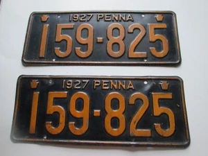 DOS (2) 1927 PLACAS PENNSYLVANIA, AMBAS "159*825", BUEN ESTADO USADO - Imagen 1 de 12