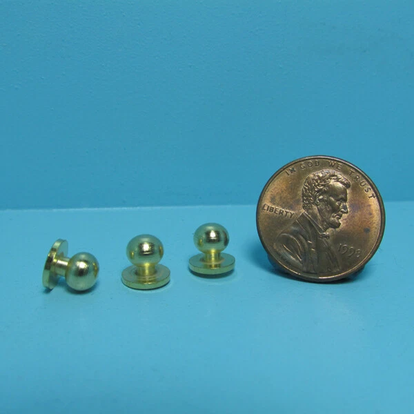 Dollhouse Miniature Gold Tone Door Knob Set of 3 CLA05607 - Image 1 of 1