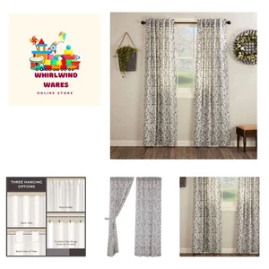 Gray Gables Floral Panel Curtains, Set of 2, 96" Long, Botanical Print, Farmh... - Picture 1 of 5