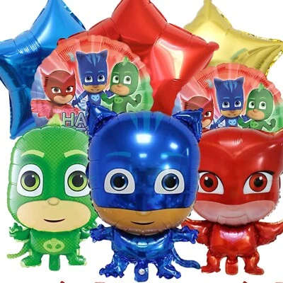 PARTY LS 8 Piece PJ Masks Birthday Balloon Bouquet Party Supplies