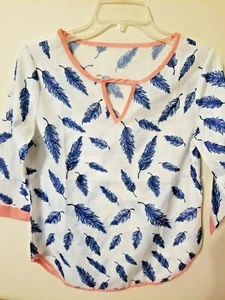 faded glory top size M blue evergreen salmon trip light weight 28 L 19 across fr - Picture 1 of 12