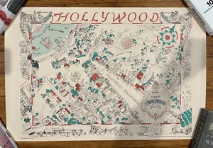 Hollywood LARGE Mid-Century Antique Vintage Poster by The California Poster Co. - Picture 1 of 10