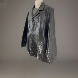 Wilsons Julian Mens XL Dark Brown Lined Button Front Hard Leather Jacket Coat - Picture 1 of 12
