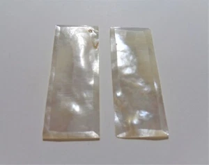 B: Mother of Pearl Shell Knife Handle Making Rectangular Slab Beveled Set of 2 - Picture 1 of 16