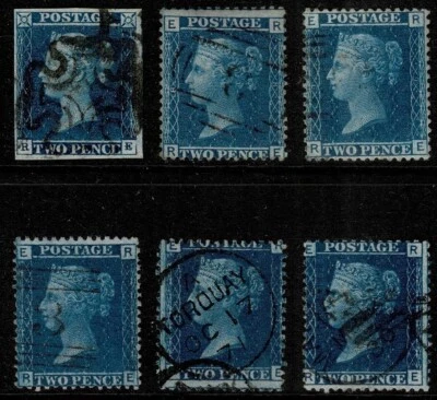 1841/58 2d Blues SG14/45/47 All Lettered RE Scarce Group FU-VFU Cat. £500.00++ - Image 1 of 4