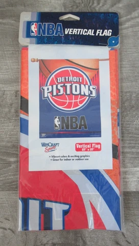 Detroit Pistons Indoor Outdoor Vertical Flag Banner 27" x 37" NBA Team Logo Cover