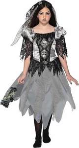 Scary Princess Bride Ghost Zombie Girl Fancy Dress Up Halloween Child Costume - Picture 1 of 10