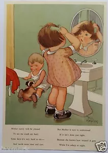"Combing My Hair" 1952 Educational / Health Poster - Art by C. Twelvetrees - Imagen 1 de 1