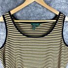 Ralph Lauren Shirt Women 2X Black Breton Stripe Sleeveless Soft All Cotton LRL