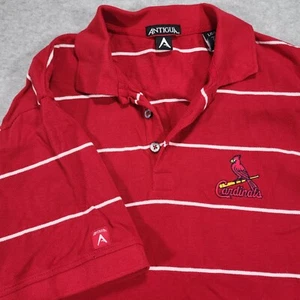 Polo a Rayas Grande Antigua Rojo Blanco Logo Bordado Cardenales de San Luis Para Hombres - Imagen 1 de 9