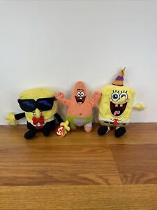 Beanie Baby Spongebob and Patrick Plush Tuxedo In Birthday ￼