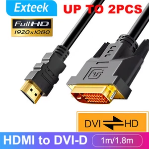 1m/1.8m HDMI to DVI-D Male Cable for Monitor Computer PC Projector DVD Cord Lead - Picture 1 of 12