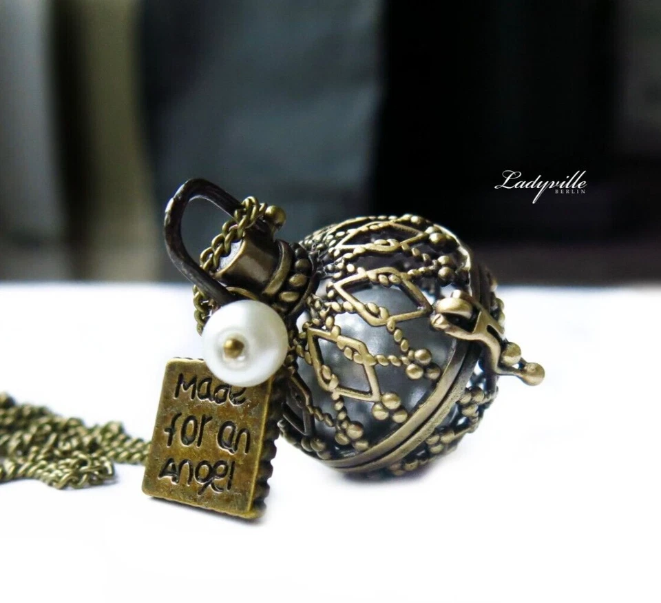 Klangkugel Kette Glücksbringer Engel Vintage Schutzengel Geschenk Frauen Mutter - Bild 1 von 4
