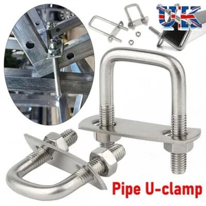2Sets Right Angle U-bolt Square Clamp With Baffle Squa Bolt Pipe U-clamp - Picture 1 of 13
