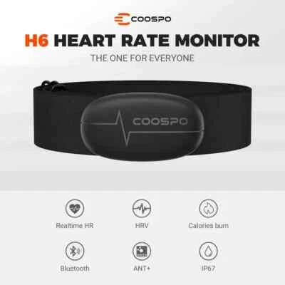 COOSPO H6M Chest Heart Rate Monitor Bluetooth 4.0 ANT+ for Garmin Wahoo