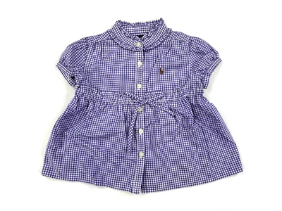 Vestido Polo Ralph Lauren para niña con botones estampado de guinga con pony - púrpura Foto 1 de 3