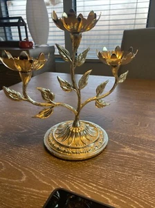 Tulpen Kerzenhalter, Windlicht Gold, Vintagev - Bild 1 von 12