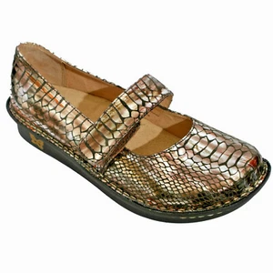 Alegria by PG Lite Womens 8 - 8.5 Shiny Gold Faux Snake $120 - Picture 1 of 9