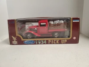 Road Legends 1934 Ford Pick Up Wooden Stake Body , 1/18, Red With 8 Kegs - Picture 1 of 6