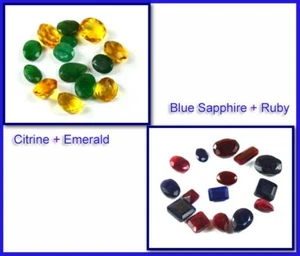 Emerald, Ruby, Sapphire & Citrine 100 Ct Mix Shape Gemstone Lot GH117 - Picture 1 of 9
