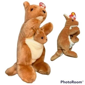 New RETIRED TY Original Pouch Kangaroo Beanie Baby, 1996 and Beanie Buddy Plush - Picture 1 of 8