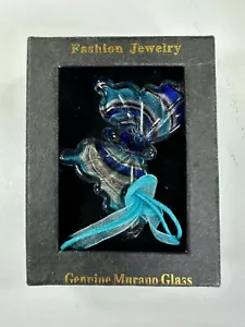 Murano I Butterfly Necklace I Blue & Copper Tone With Blue Ribbon - Picture 1 of 7