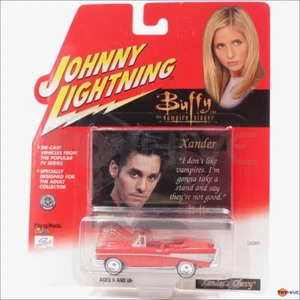 Buffy the Vampire Slayer Johnny Lightning Xander's red Chevy closed hood & card - Picture 1 of 2