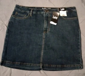Lee Rock Skort Damen GRÖSSE 18 blau Denim mittelhoher Bund 5 Taschen Freizeit neu mit Etikett - Bild 1 von 5
