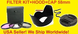 FILTER KIT+FLOWER HOOD+LENS CAP 58mm / set CPL UV FL-D /PL XIT 58 - Picture 1 of 12