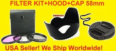 FILTER KIT+FLOWER HOOD+LENS CAP 58mm / set CPL UV FL-D /PL XIT 58 - Image 1 of 4