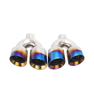Par de puntas de escape estilo cuádruple OD de 2,5"" ID Dual 3,5"" 4,0" OD puntas de escape azules - Imagen 1 de 16