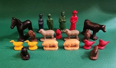 Винтажная резиновая игрушка Auburn коллекционные фигурки фермеров и сельскохозяйственных животных, лот из 19  - Изображение 1 из 4