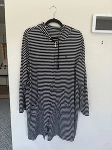 Coolibar Cabana Hoodie Women's XXL Full Zip UPF 50+ Blue White Stripe - Picture 1 of 3