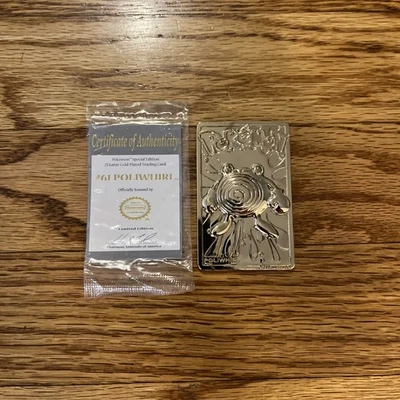 Poliwhirl - Pokemon Chapado en Oro 23k Tarjeta Coleccionable Burger King Promo 1999 Nintendo Foto 1 de 4