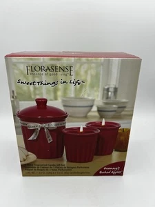 Vintage FLORASENSE Country Farm Red Crock 3 Pc Grannys BAKED APPLE Candles NIB - Picture 1 of 6