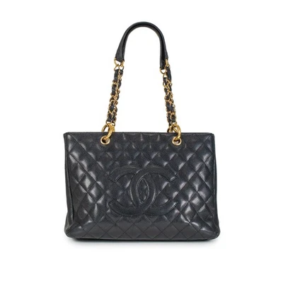 Chanel Grand Shopping GST Black Caviar Quilted Pattern Leather Tote Handbag - Image 1 of 4