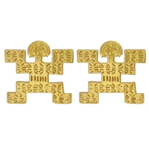 24k GP Pre-Columbian Zoomorphic Figure (S) Stud Earrings| Across The Puddle - Picture 1 of 5
