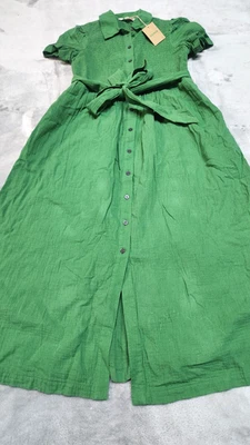 Boden Women's 8P Petite Paradise Green Amber Double Cloth 100% Cotton Midi Dress - Image 1 of 4