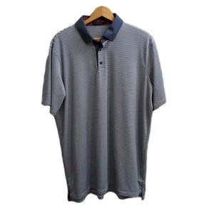 Greyson Shirt Mens Large Blue Stripe Short Sleeve Classic Wolf Stretch Golf Polo - Picture 1 of 9