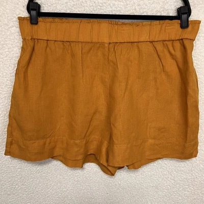 Pantalones Cortos Lou & Gris Lino Para Mujer XL Amarillo Mostaza Pull On Bolsillo Cintura Elástico Foto 1 de 4