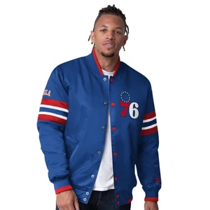 Herren Starter Royal Philadelphia 76ers Scout Varsity Satin Full-Snap Jacke - Bild 1 von 2