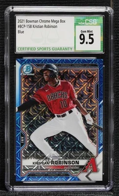 2021 Bowman Chrome Mega Box Blue Mojo Refractor /150 Kristian Robinson CSG 9.5 - Image 1 of 2