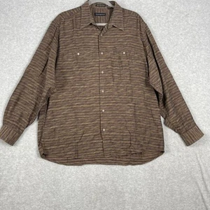 Jhane Barnes Mens Cotton Blend Button Up Shirt Size XL Brown Office Preppy - Picture 1 of 9