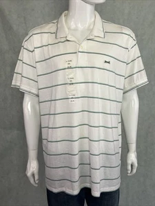 Le Tigre Striped Short Sleeve Polo Shirt Mens XXL White Green Striped NWT - Picture 1 of 15