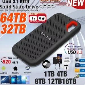 SSD Mobile Disco Rigido Hard Disk Esterno Portatile 500GB/1TB/2TB USB 3.1 Tipo C - Picture 1 of 8