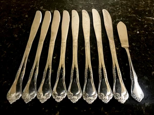 WM A Rogers Mansfield Deluxe Stainess Flatware Set Of 8 Dinner & 1 Butter Knives - Picture 1 of 1