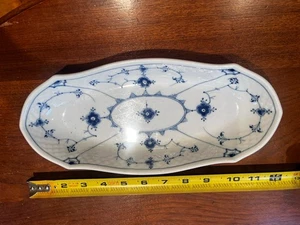Celery Dish Blue Traditional Bing & Groendahl 12” Royal Copenhagen Blue Fluted - Picture 1 of 12