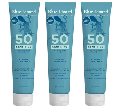 3x Protector Solar Mineral Sensible Blue Lizard 50+ Resistente al Agua 5 OZ Exp 1/2027 Foto 1 de 2