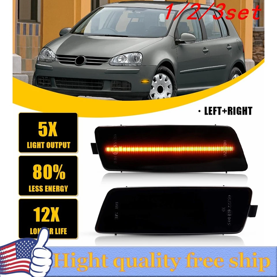 2/4x para VW 2006-2009 Golf MK5 ámbar GTI LED luces delanteras marcador lateral lente de humo Foto 1 de 1